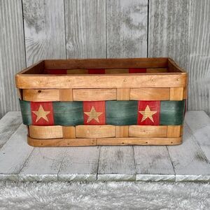 Wooden Christmas Stars Square Basket